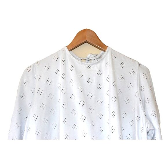 ASOS Curve Broderie Eyelet Smock with Blouson Long Sleeve and Tie Back - Size 18 - Picture 3 of 12